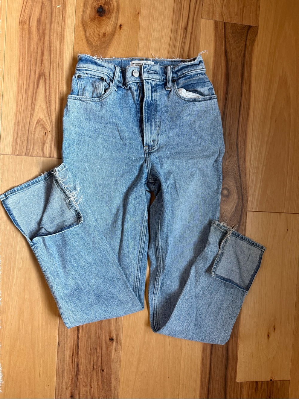 Abercrombie & Fitch Light Blue High-Rise Straight Jeans